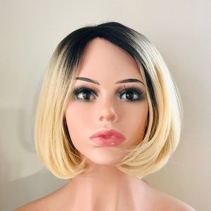 “Put On & Go” Ombre Blonde Premium Fiber Bob Wig for Events or Daily Wear